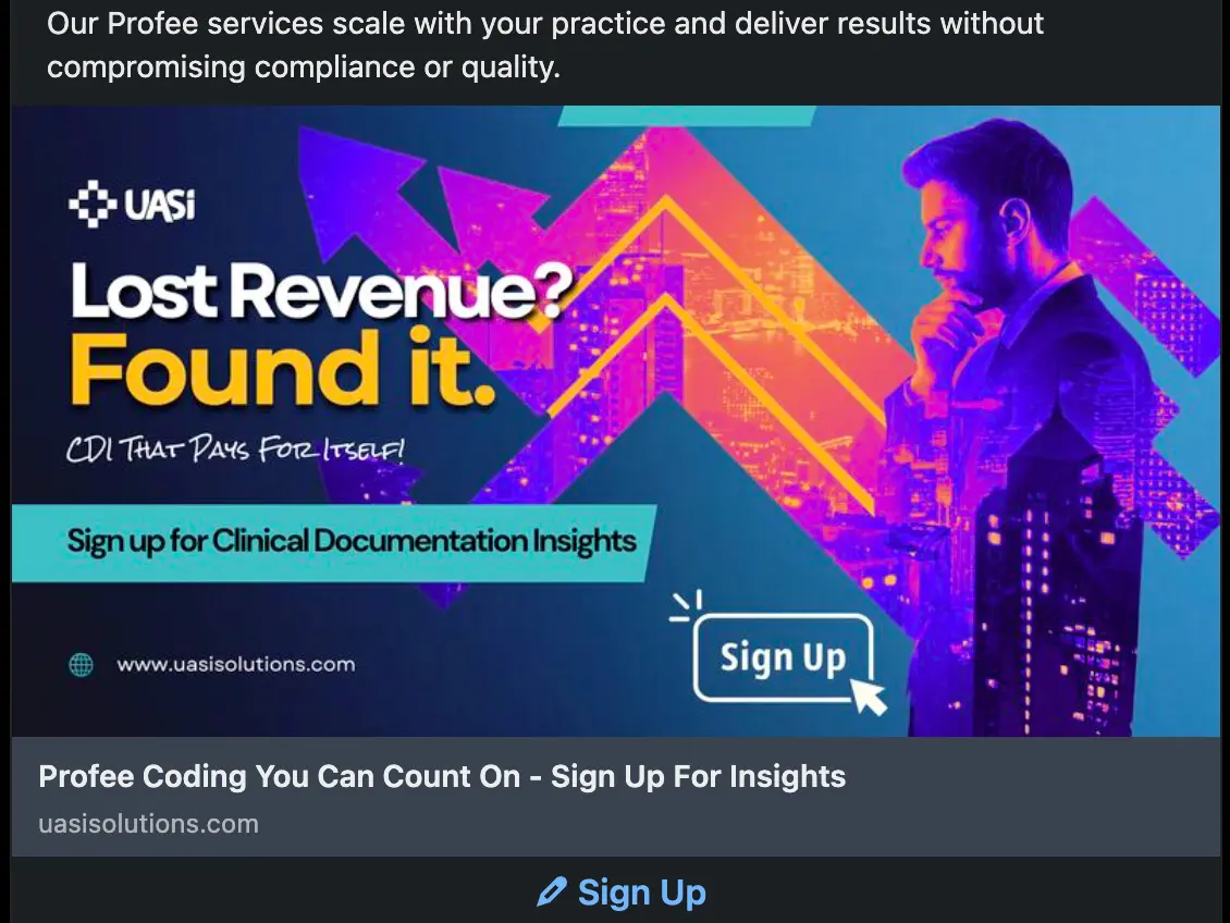 UASI LinkedIn lead generation ad creative
